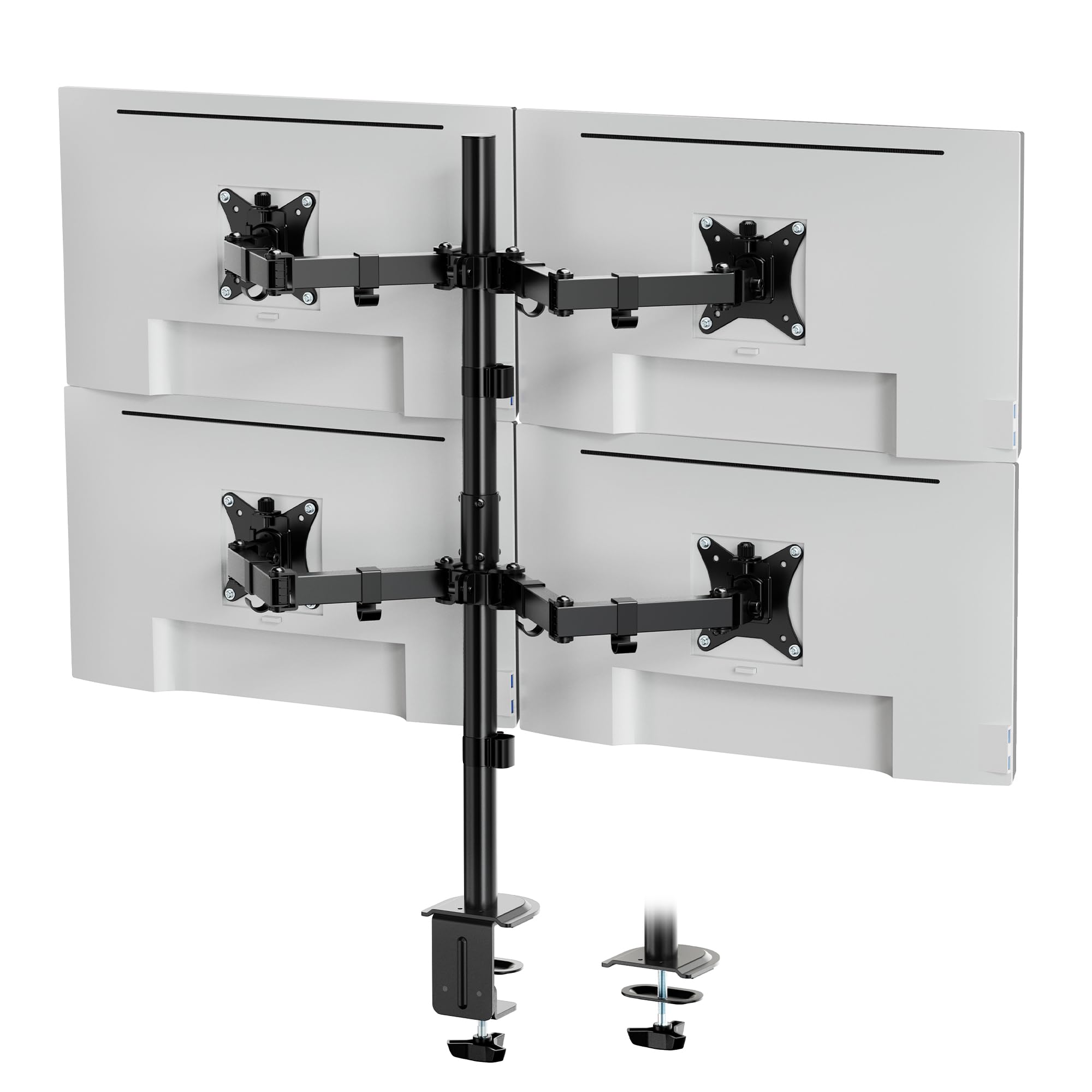 VonHaus Supporto Monitor Scrivania 13-32", Supporto Monitor per Quattro Schermi, Altezza Regolabile, Facile da Assemblare - Braccio VESA 75x75 & 100x100mm, Rotante e Inclinabile