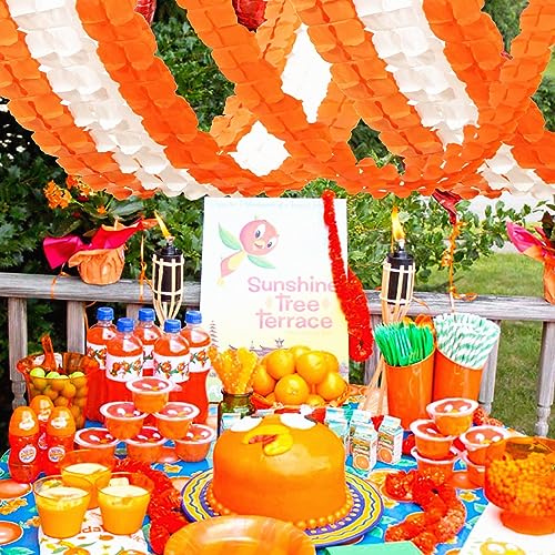 Image of Orange Beige Fall Baby-Shower Party-Decorations Streamers Garland - 157Ft Four-Leaf Clover Autumn Harvest Thanksgiving Hanging Banner,Boho Birthday Bridal Wedding Engagement Bachelorette Decor Hugtmr