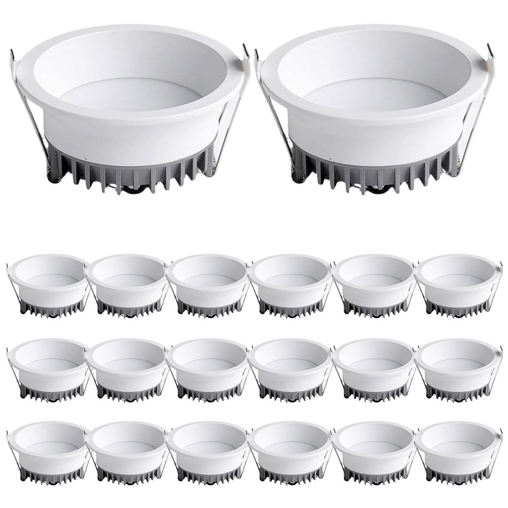 Confezione Da 20 Faretti Led Da Incasso Ultrasottili Da 3,3 Pollici/3,7 Pollici/4 Pollici/4,9 Pollici, 3 Cct, Dimmerabili A 3 Temperature (3000K/4000K/6000K), Con Cornice Bianca Sottile, Da Incasso,