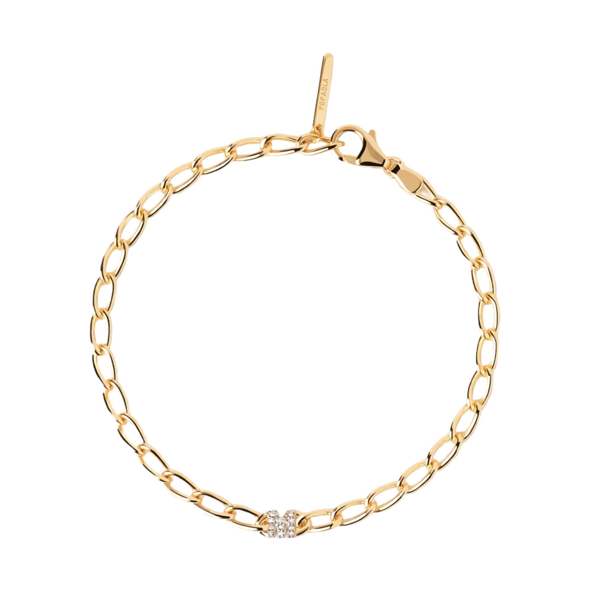 P D PAOLA Letter Bracelet Bracciale a maglie lettera oro (19, M)