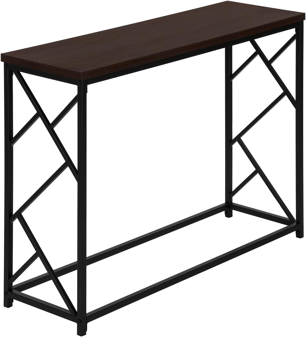 Monarch Specialties I 3534 Accent Table, Console, Entryway, Narrow, Sofa, Living Room, Bedroom, Metal, Laminate, Brown, Black, Contemporary, Modern