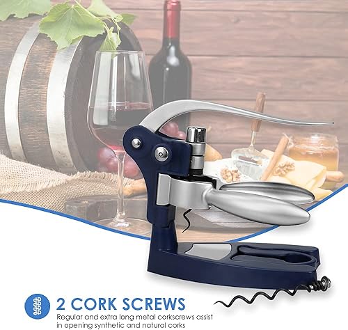 Miniatura 5 de MichaelGraves Rabbit - Abridor vertical de botellas de vino con palanca, base de sujeción, sacacorchos extra largo y removedor de papel de aluminio