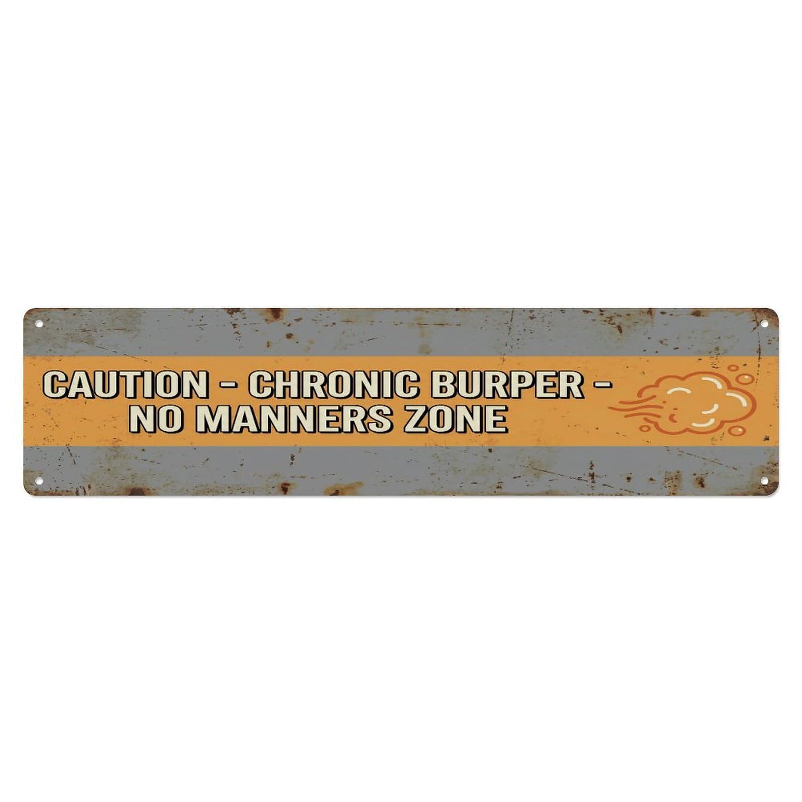 Fqcyn Style Metal Tin Sign Vintage Funny Caution Chronic Burper Warning