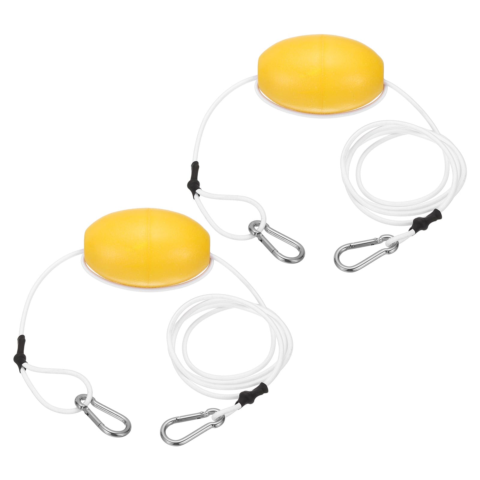 PATIKIL 7FT Float Rope Tow Line, 2 Set Heavy Duty Buoy Ball Float Leash with Stainless Steel Hook Drift Rope Marker Buoy Float Rope for Fishing Drift Jet-Ski Kayak Boat Accessories, White