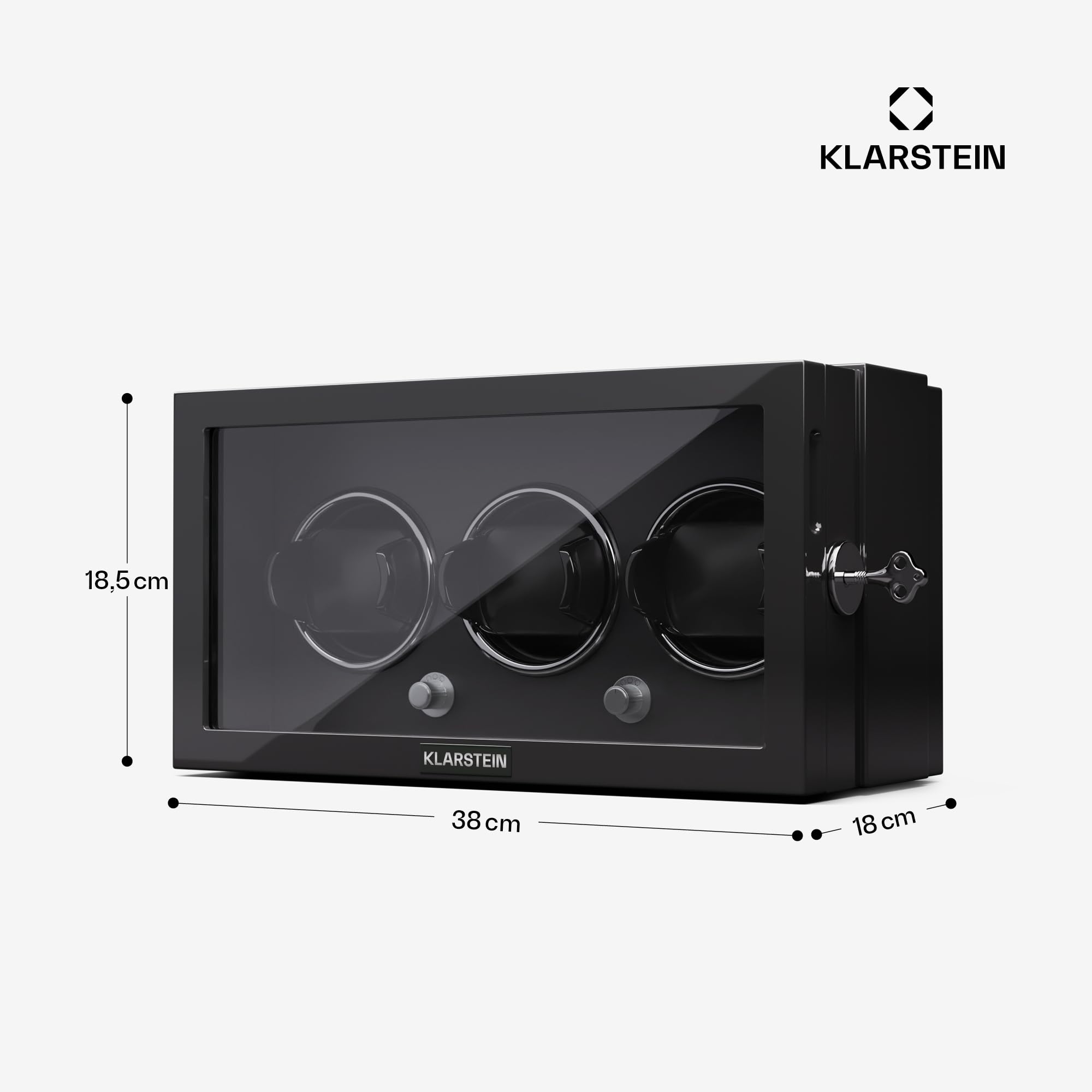 Klarstein Uhrenbeweger für Automatikuhren, Automatik-Uhrenbeweger für 3 Uhren, Automatikuhr Uhrenbeweger mit Acryl-Tür, Automatischer Uhrenbeweger, Blaue LEDs, Watch Winder mit 5 TPD Einstellungen