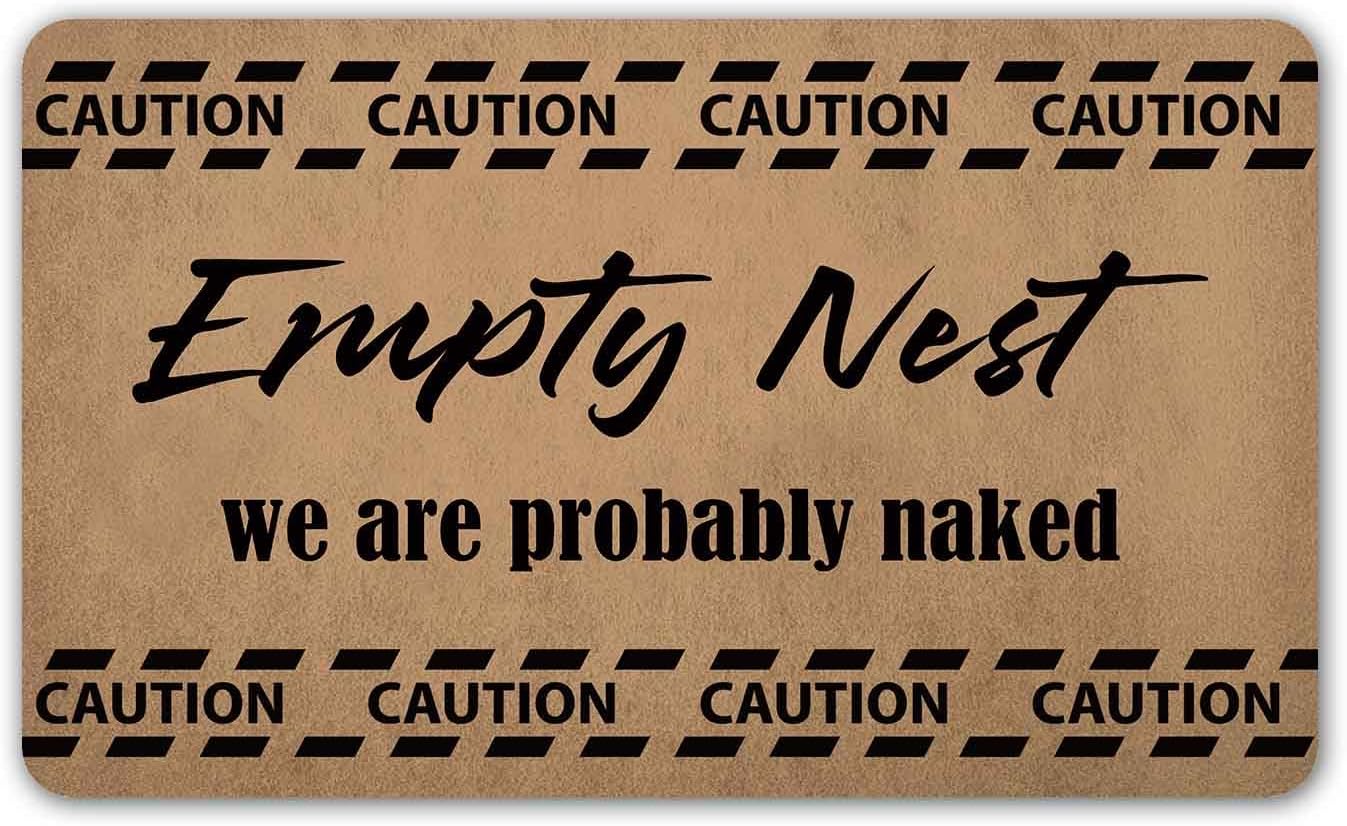 Funny Empty Nest Doormat - We are Probably Naked - Humorous Welcome Mat for New Empty Nesters, Housewarming Gift for Parents, Non-Slip Indoor Outdoor Entryway Rug, 30 x 18 Inches