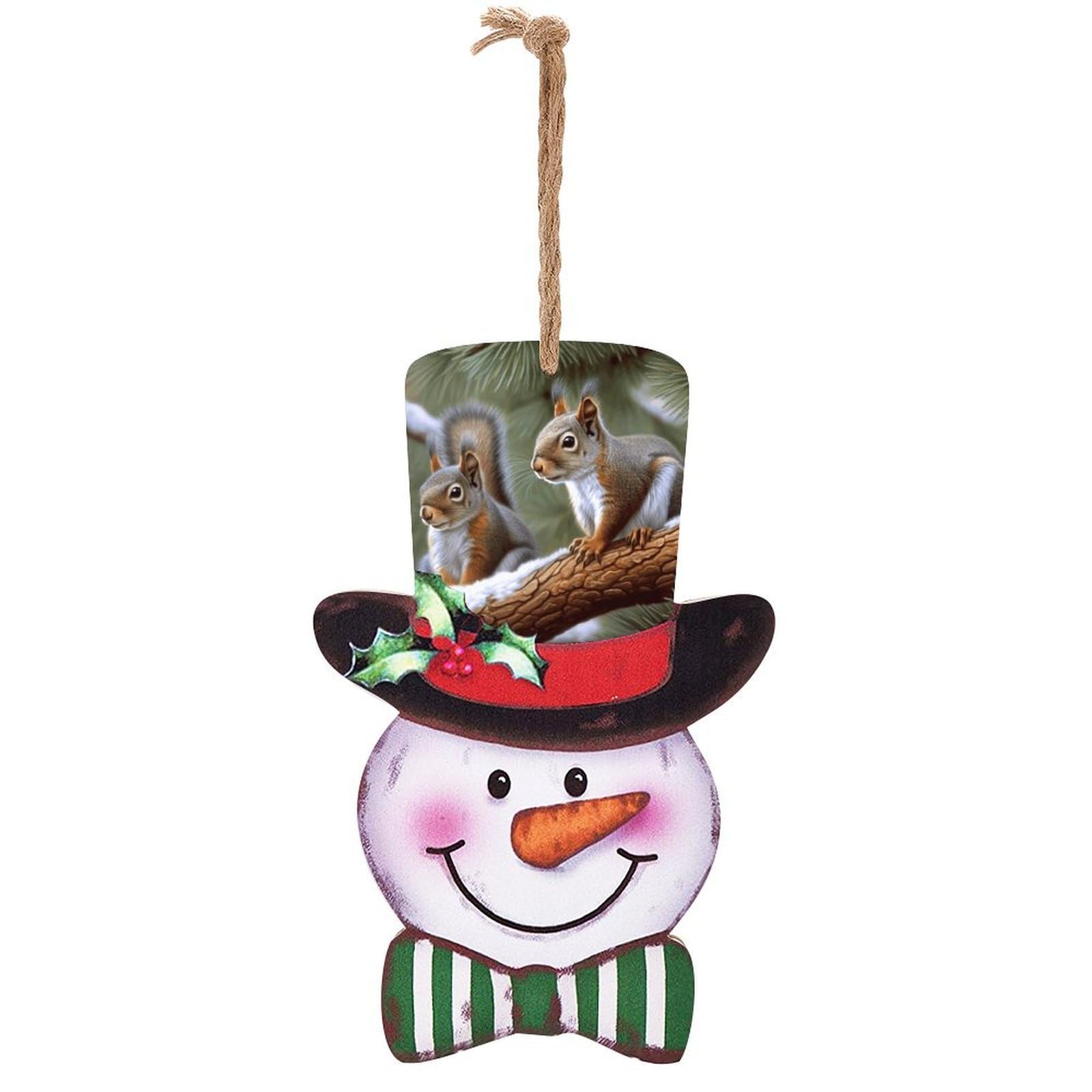 Plaque en bois à suspendre de Noël, idée cadeau bonhomme de neige