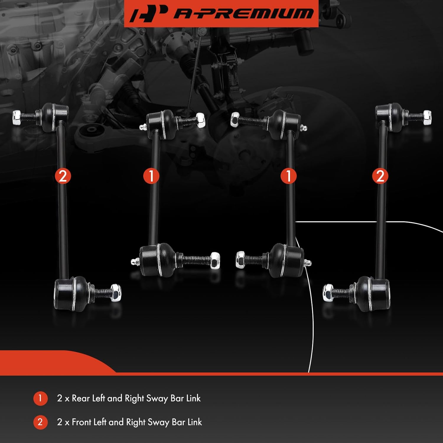 A-Premium Set of 4, Front & Rear Sway Bar Links Stabilizer Bar Links Kit, Compatible with Mini Cooper 2007-2014