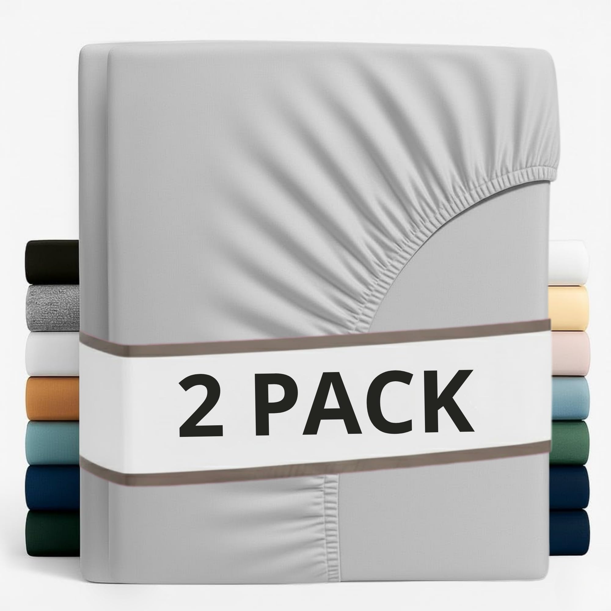 Z&A Bedding 2 Pcs Super King Fitted Sheet Silver - 30CM Extra Deep Elastic Corners Bedsheet - Super Soft Brushed Microfibre Bottom Sheet - Washable, Shrinkage & Fade Resistant — image 1