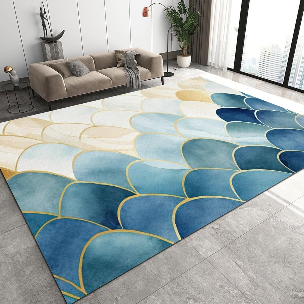 Tapis impression 3D à rayures géométriques abstraites en polyester 100x200