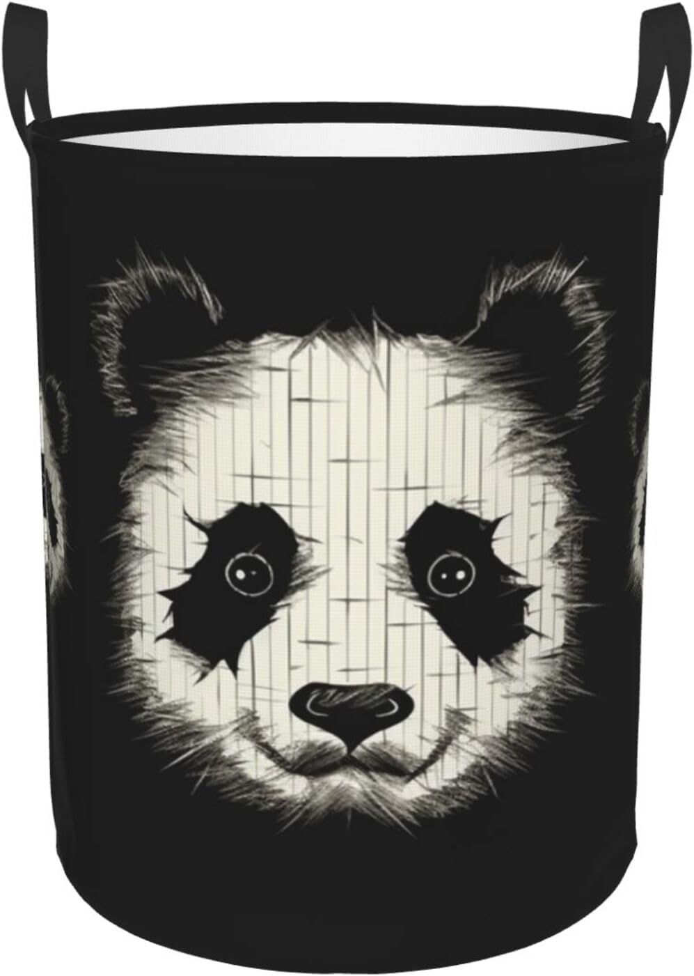 Three lines panda head Laundry Basket With Handles, Foldable Laundry Hamper Oxford Cloth Dirty Clothes Basket Waterproof Clothes Toys Storage Bin Organizer for Bedroom Bathroom Dorm