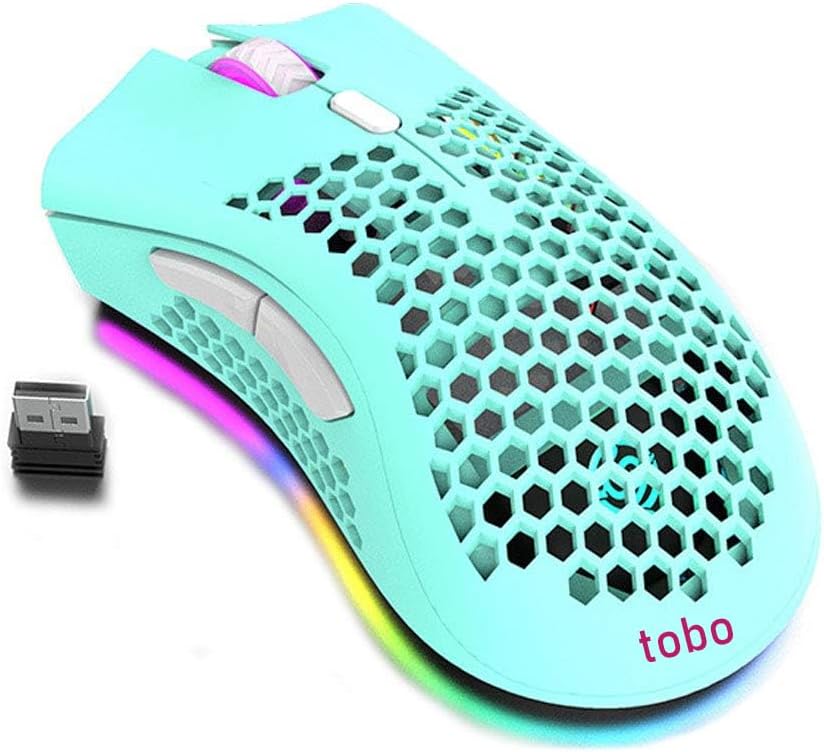 Lightweight Gaming Mouse,Rechargeable Wireless Gaming Mouse with USB Receiver RGB Backlight Computer Mouse for Laptop PC
