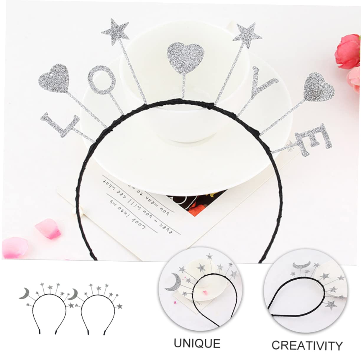 WOONEKY Fascia Per Da Bambina Con Design A Stella E Alla Moda Per Donna Con Forcina A Forma Di Stella E Strass Per Feste