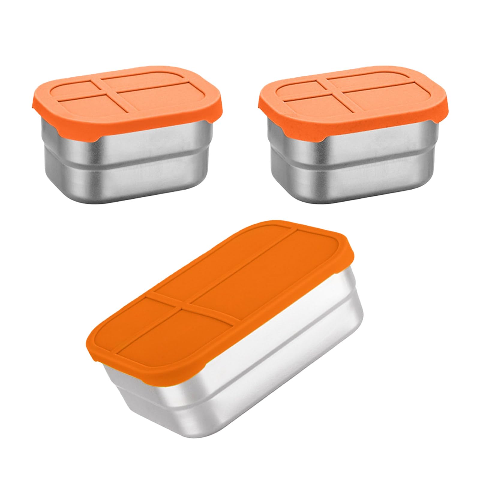 Tsophreniq 3Pieces Nonrust Steel Kitchen Container Silicone Lid Included Leak Proof Microwave Safe for Home and Nonrust Lunch Box