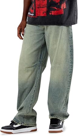 PacSun Mens Mason Baggy Barrel Jeans Medium Blue Tinted