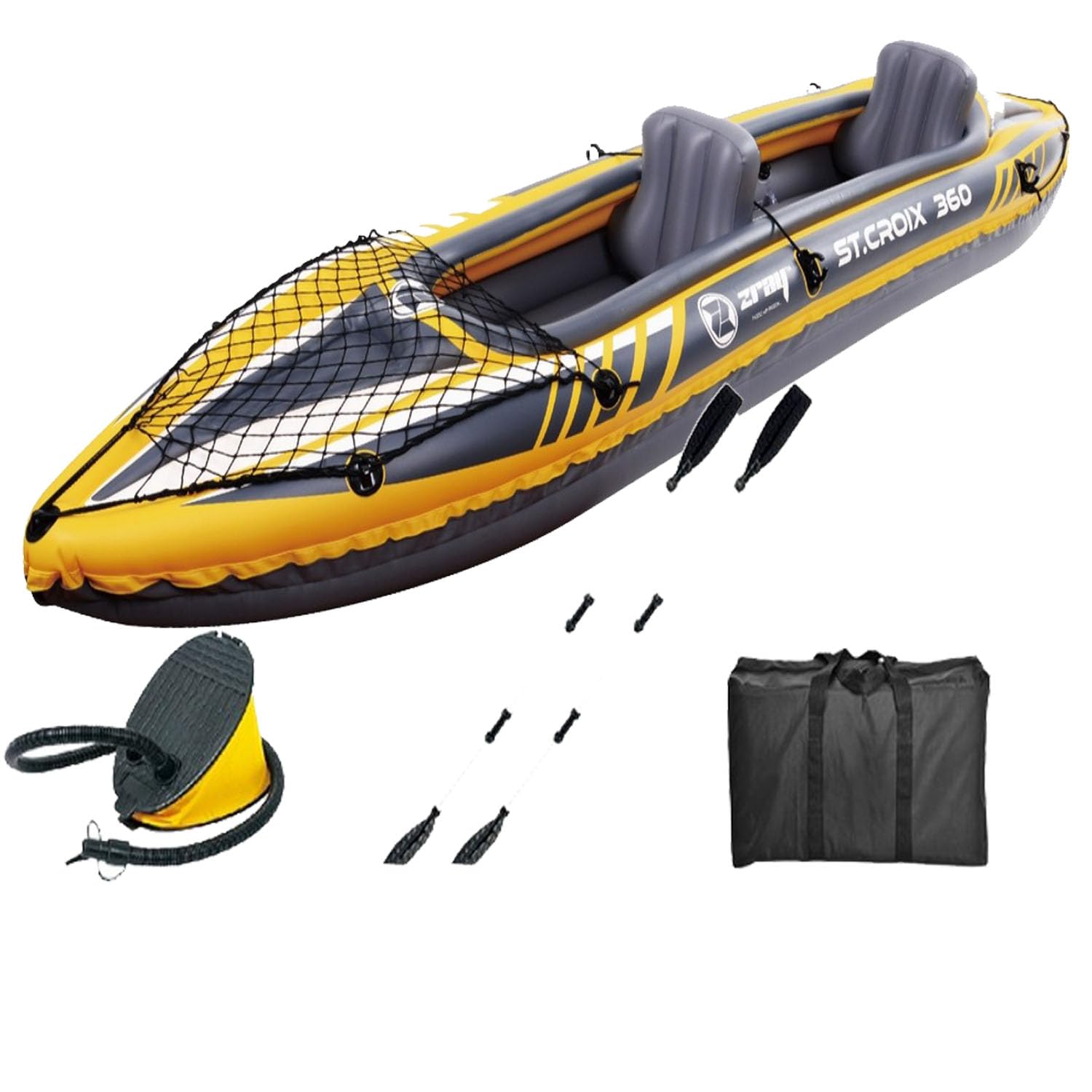 Kayak Hinchable 2 plazas Double Inflatable Kayak, MAX 180kg with Oars and Pump Portable Barca Hinchable Kayak with Inflatable Seats Carrying Bag for Lake River Outdoor