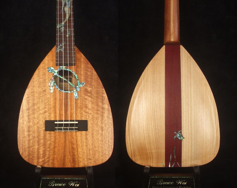 Bruce Wei Solid Curly Mango, Ash Arch-Back Tenor Ukulele, Turtle Soundhole, Mermaid Inlay, Soft-bag UAF17-2002