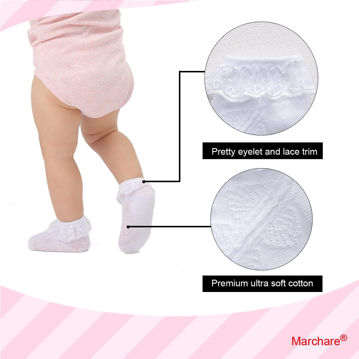 Marchare Baby Lace Socks 3 Pack - Image 5
