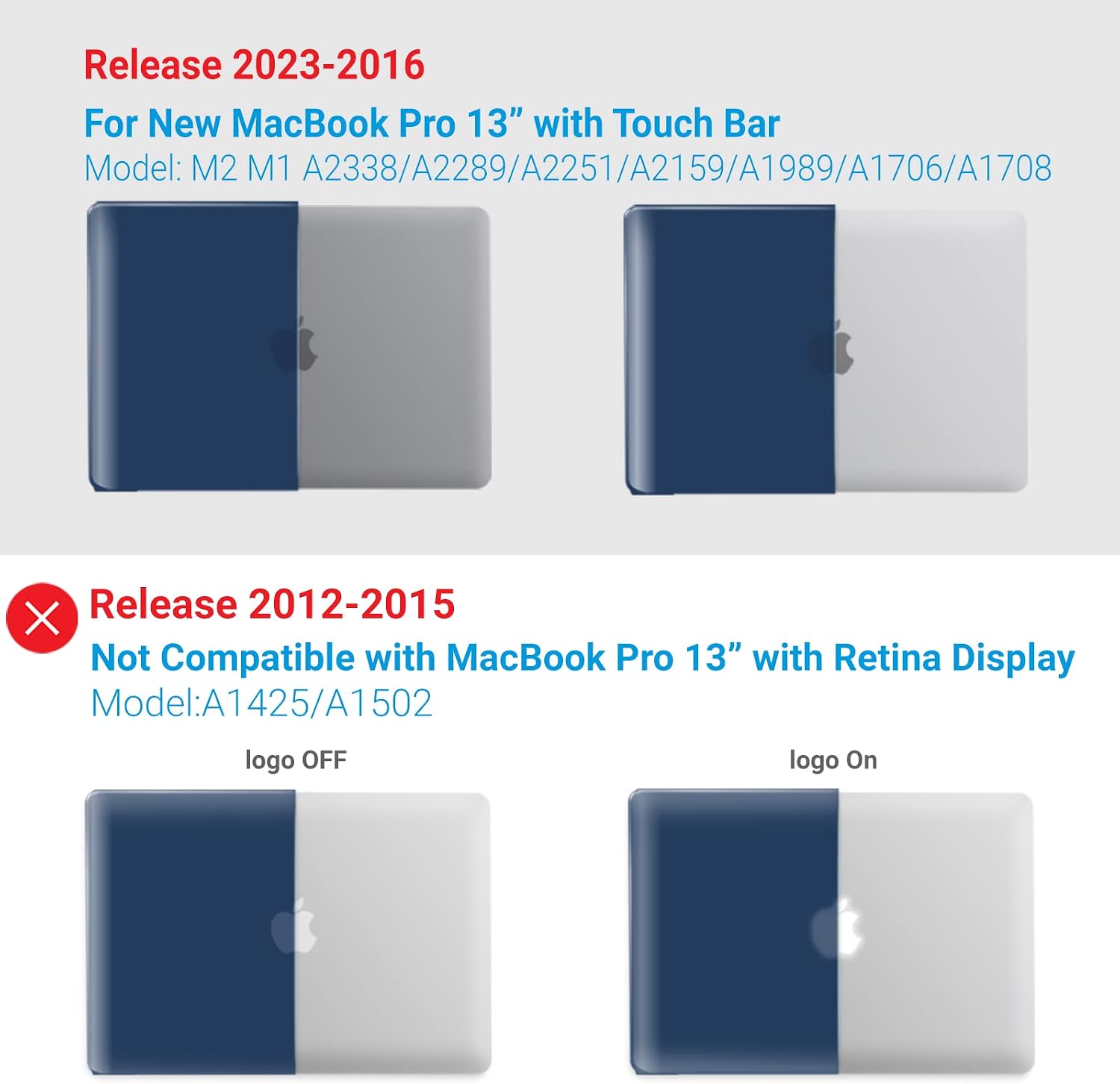 IBENZER Compatible with 2023 2022 M2 MacBook Pro 13 Inch Case 2021-2016 M1 A2338 A2289 A2251 A2159 A1989 A1706 A1708, Hard Shell Case & Sleeve & Keyboard Cover & Type C, Navy Blue,T13-NVBL+3