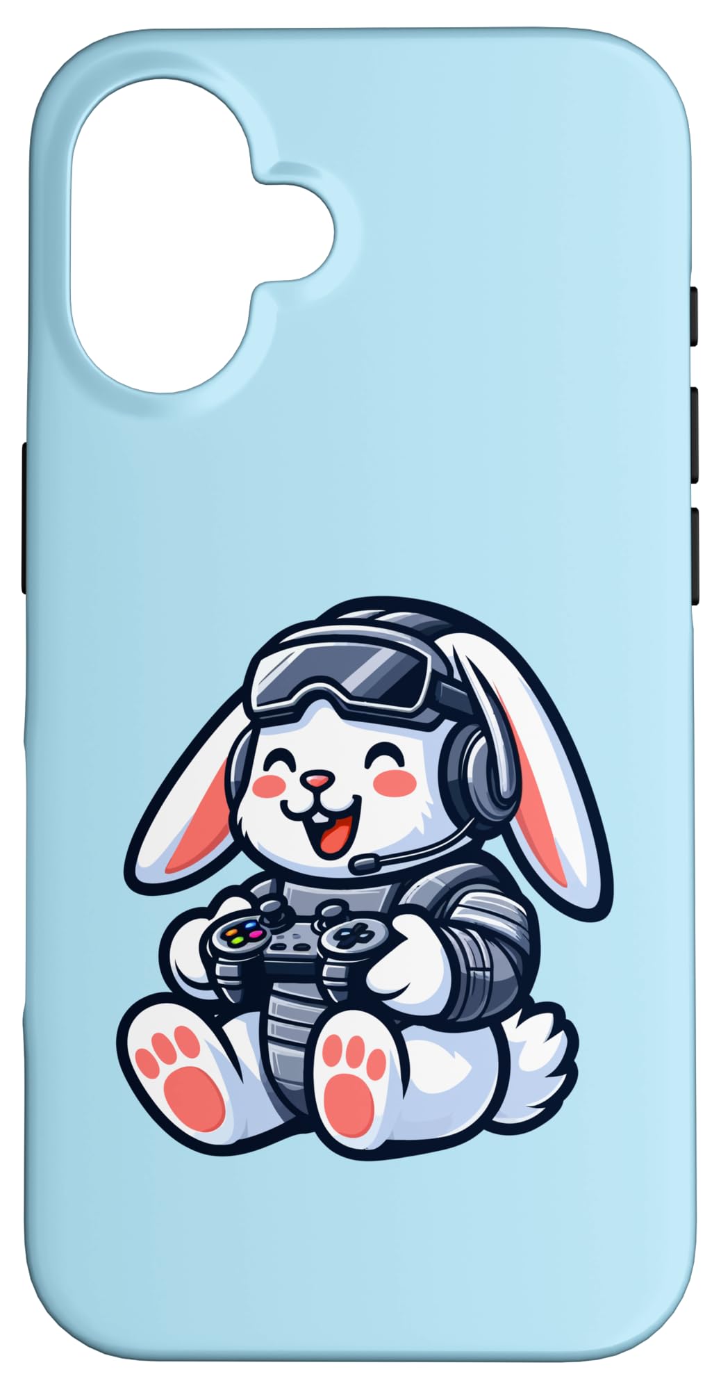 Happy Bunny Holding Controller Gaming Easter Bunny kids boys Case for iPhone 16