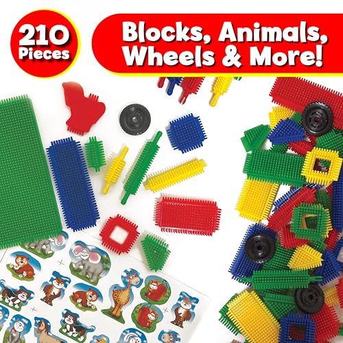 Ryan\'s Room Thistle Blocks – STEM Toys Building Blocks – Innovative Building Toys for Toddlers 3-5 – 210 Pieces Colorful, Chunky Interlocking Construction Set - Thumbnail 2