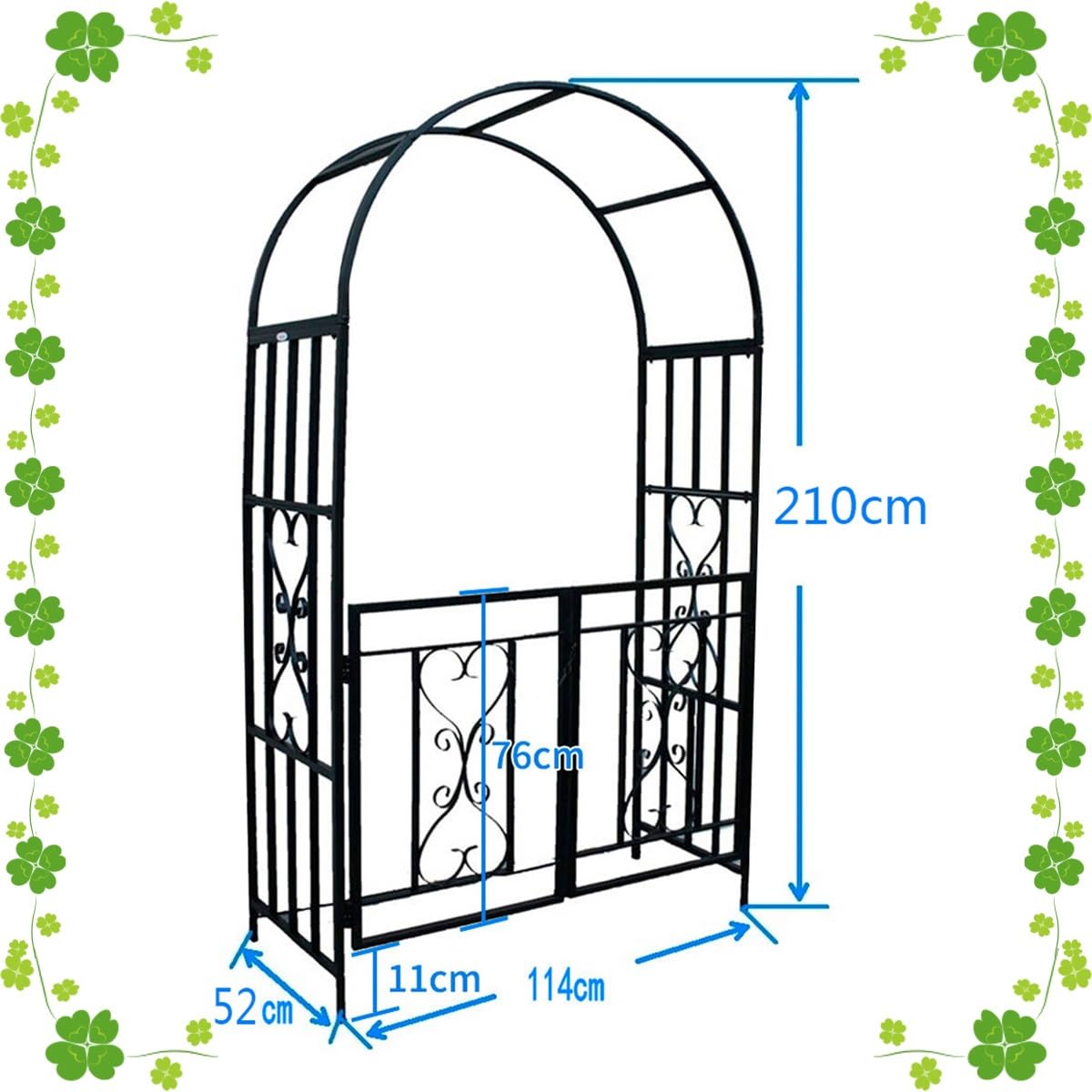 Arco da Giardino Esterno Arco per Rose Rampicanti Metallo Archi per Interni ed Esterni decorationi con Porta, Arco Sostegno da Pergolato