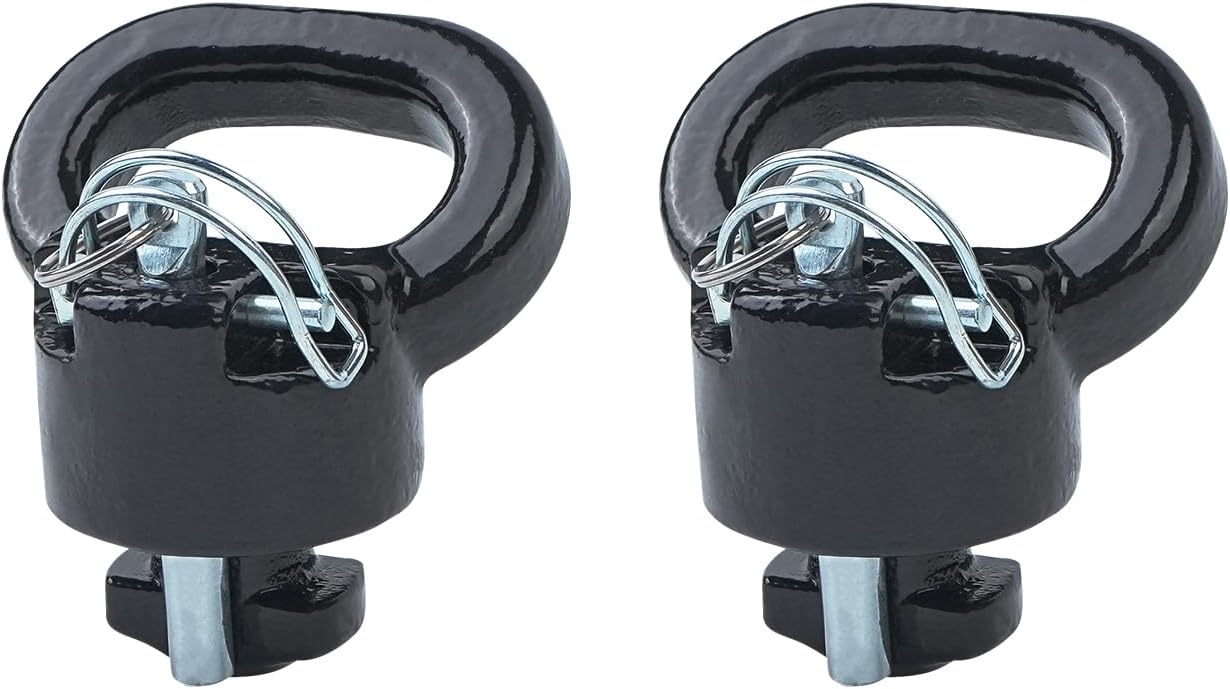 60691 30k Puck System Gooseneck Safety Chain Anchors for 2013-2024 Ford F250 F350 F450, 2016-2024 Chevrolet Silverado, GMC Sierra, Nissan Titan XD, Cast Steel, Carbide Black Powder Coat Finish