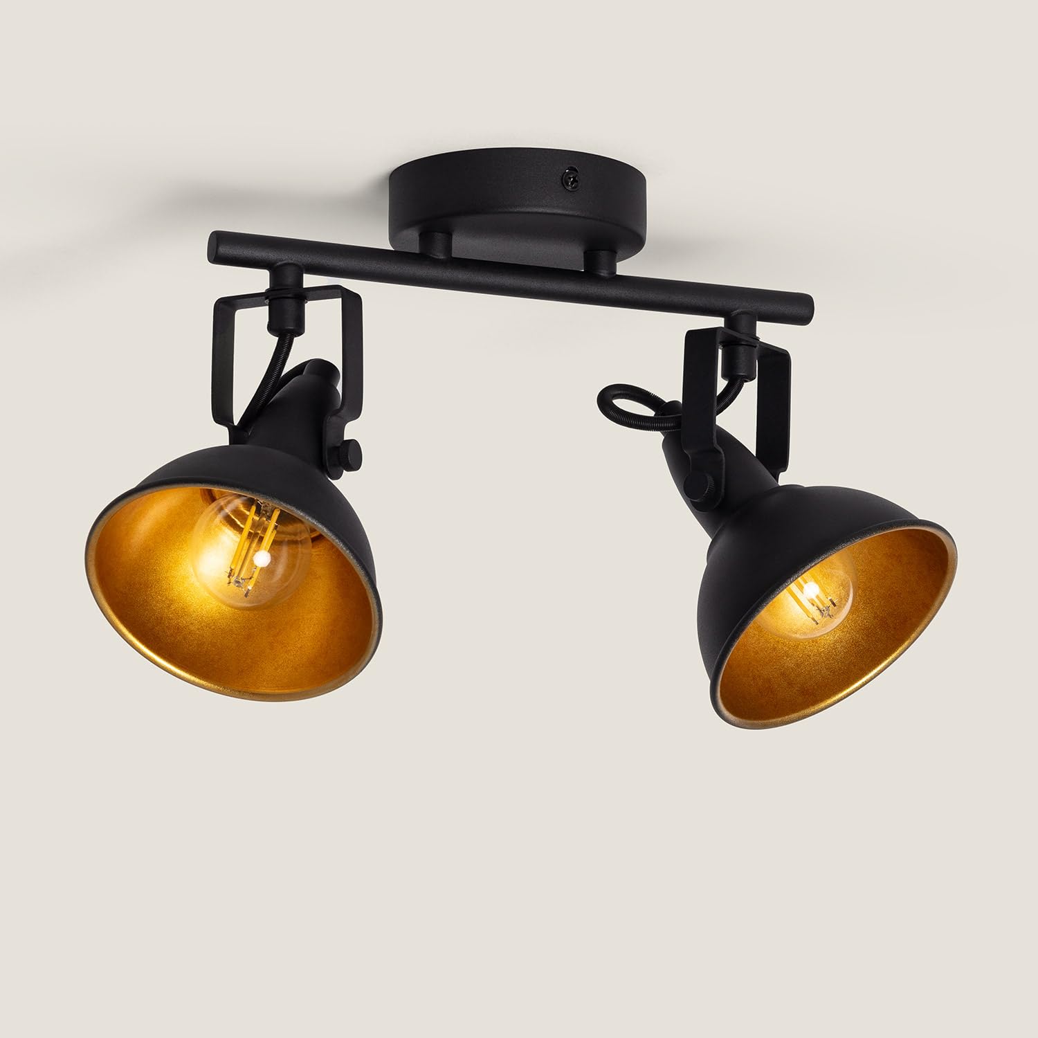 LEDKIA Deckenleuchte Traxim Schwarz – Eckig, Für 2x GU10 Birnen, IP20 – Modernes Design Für Wohnzimmer & Flur