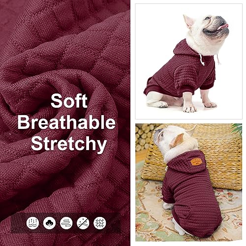 BEAUTYZOO Kapuzenpulli für Hunde in Waffelmuster - Warme Herbst- und Winterkleidung für kleine bis große Hunde (Größen S, M, L) - Sweater mit Kapuze und Tasche für Bulldogge, Pitbull und andere Rassen