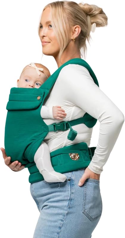 Portabebés ergonómico Monarch – Portabebés estructurado suave de algodón de primera calidad para recién nacidos y niños pequeños con diseño saludable para la cadera, 3 posiciones de transporte (9-46 lbs), ligero y transpirable, (Evergreen)