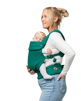 Mabe Monarch Ergonomic Baby Carrier Premium Cotton Soft Structured Newborn to Toddler Carrier with Hip-Healthy Design, 3 Carry Positions 9-46 lbs, Lightweight & Breathable, Evergreen