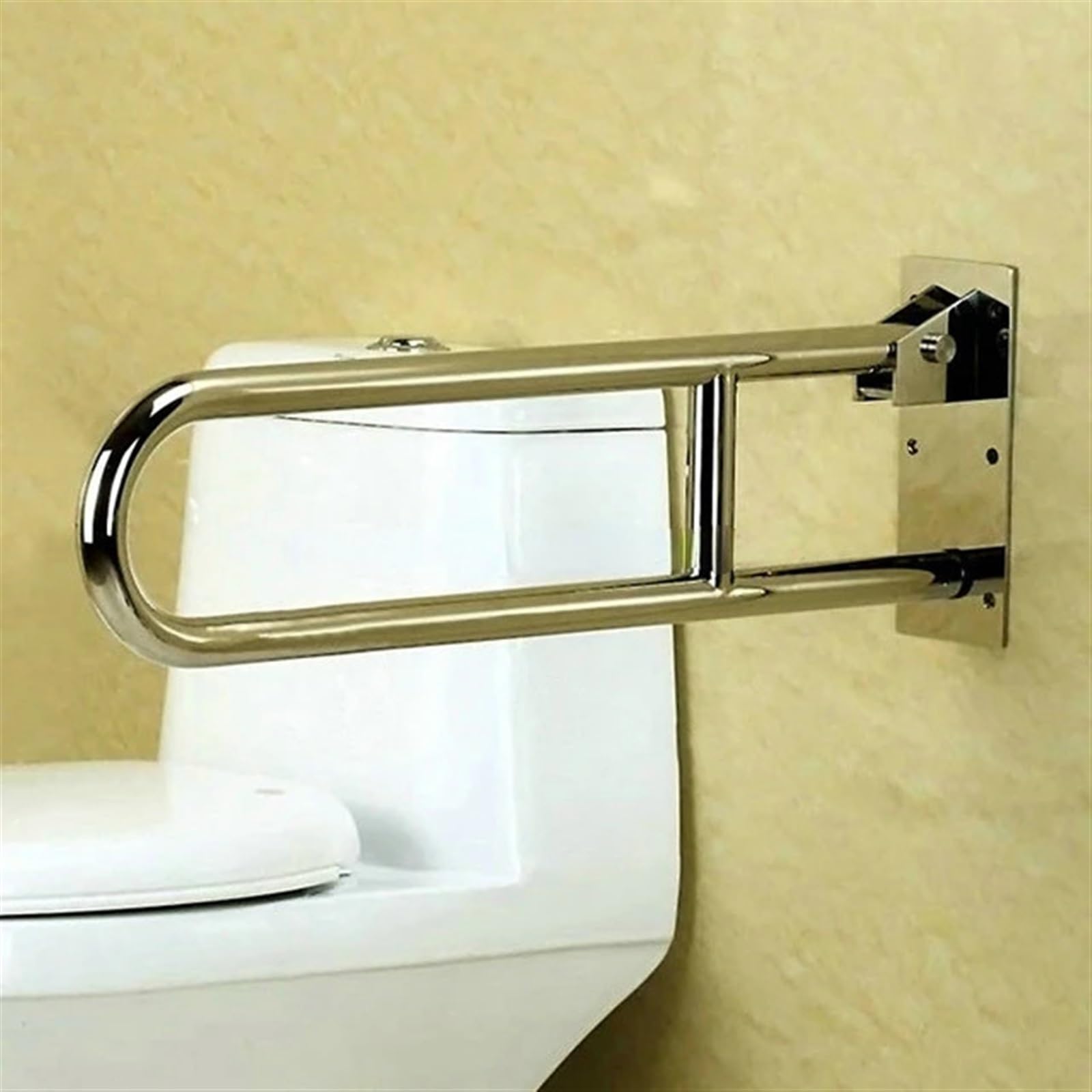 Barra Abatible Baño Barra de soporte abatible for inodoro, barra agarre seguridad con riel acero inoxidable 304(Black)