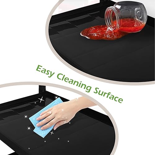 Miniatura 5 de Happytools - Carrito de servicio rodante con ruedas carrito utilitario resistente de 3 niveles con capacidad de carga de 495 libras carrito de