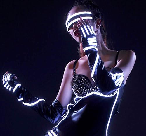 Miniatura 5 de Lentes LED, anteojos con luz LED, gafas de sol de neón intermitentes para fiesta LED, club (blanco)