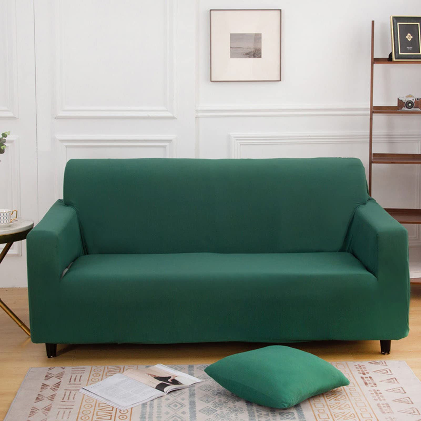 Housse de canapé 1 place extensible verte 90-140 cm lavable