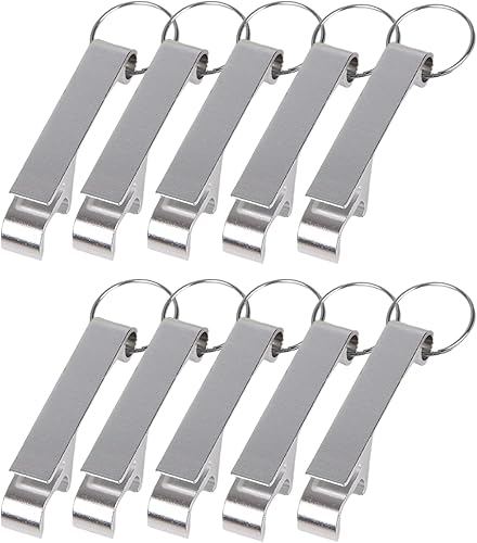 10 piezas de abrebotellas llavero aluminio plateado metal soda cerveza lata bebida abrelatas casa cocina boda fiesta favor hombres mujeres