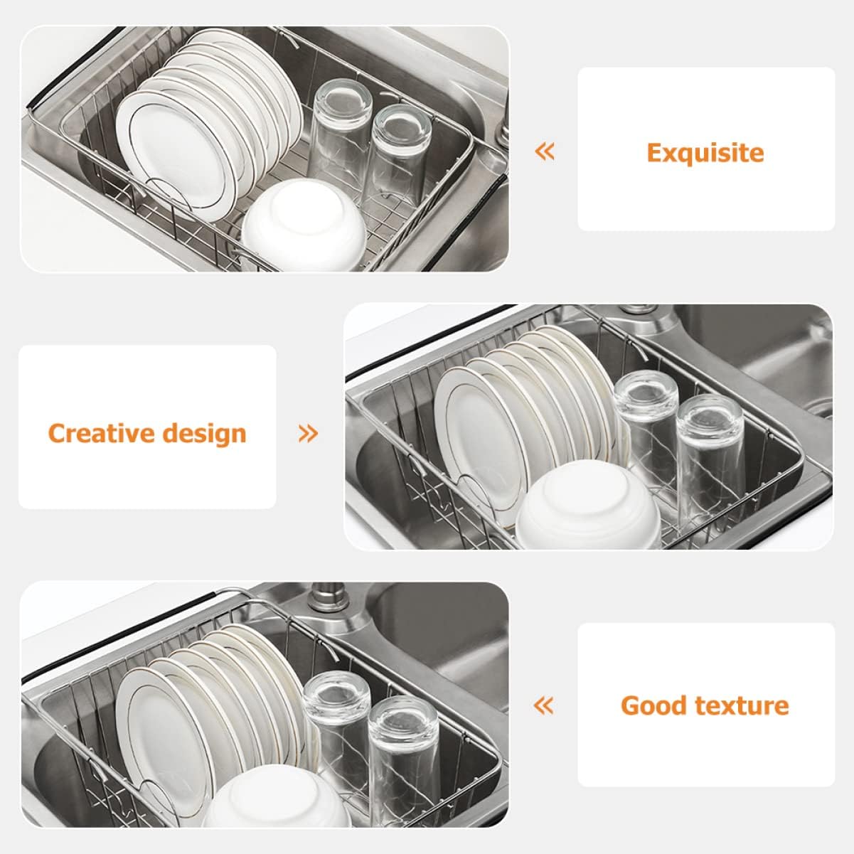 Kitchen Sink Dish Rack Over Sink Dish Drainer Smooth Edges for Safe Use