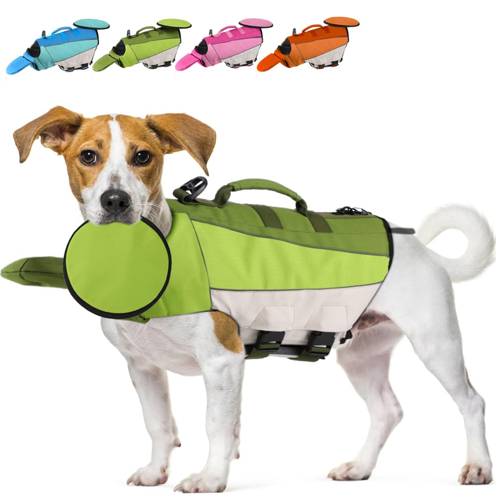 EMUST Dog Swimming Vest, Pet Life Jackets, Ripstop Dogs Lifesaver with Rescue Handle, Adjustable Dog Flotation Vest for Fr...