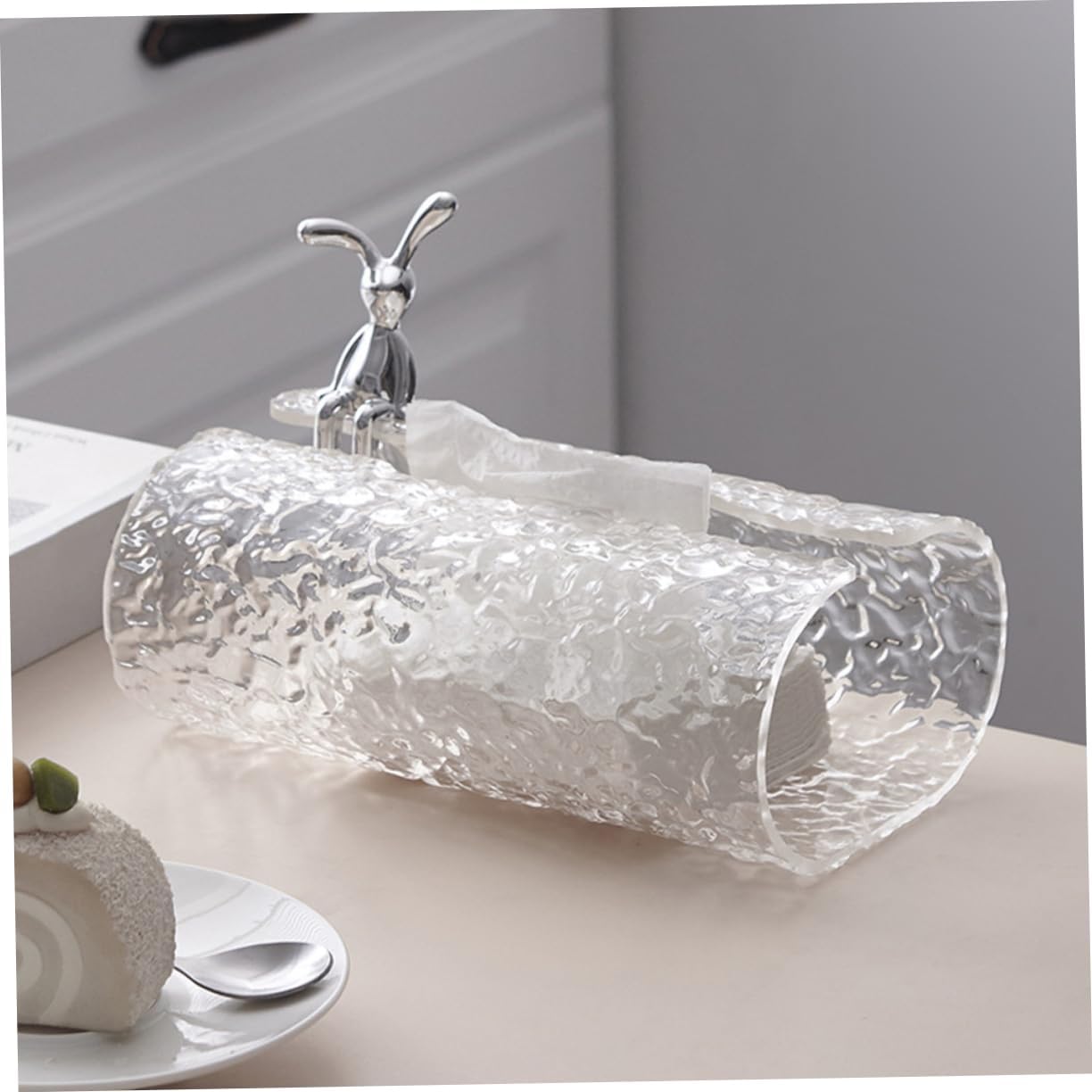 Cute Rabbit Tissue Storage Box PET Decorative Tabletop Holder image 4