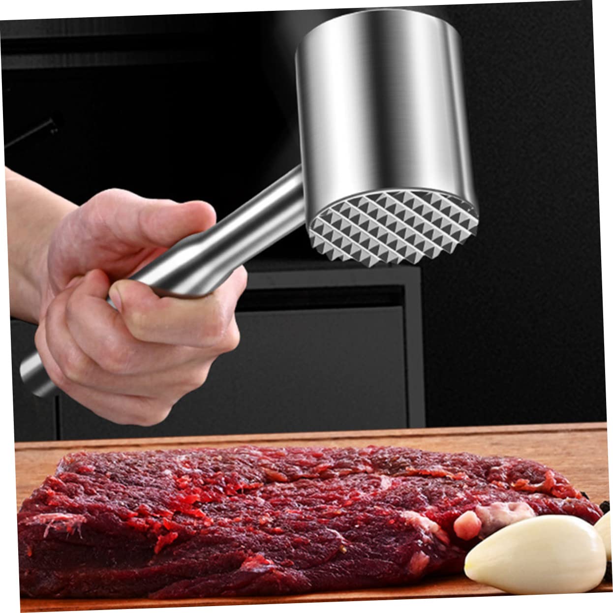 GLEAVI Mazo Profesional para Carne Herramienta de Cocina para Ablandar Carne para Filetes y Cubos Material Metálico Uso Cocina