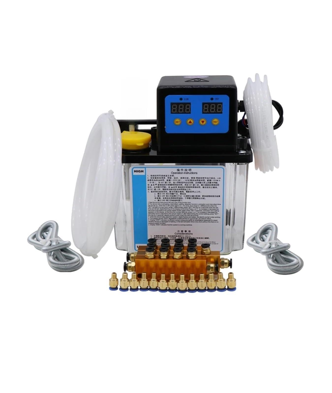 Maszyna do Napełniania, Zestaw pompy smarowniczej CNC 1L 2L AC220V 4mm 6mm Automatyczna pompa smarownicza elektromagnetyczna Wyjście oleju do obrabiarek(220,2L kit no Gauge 6mm)