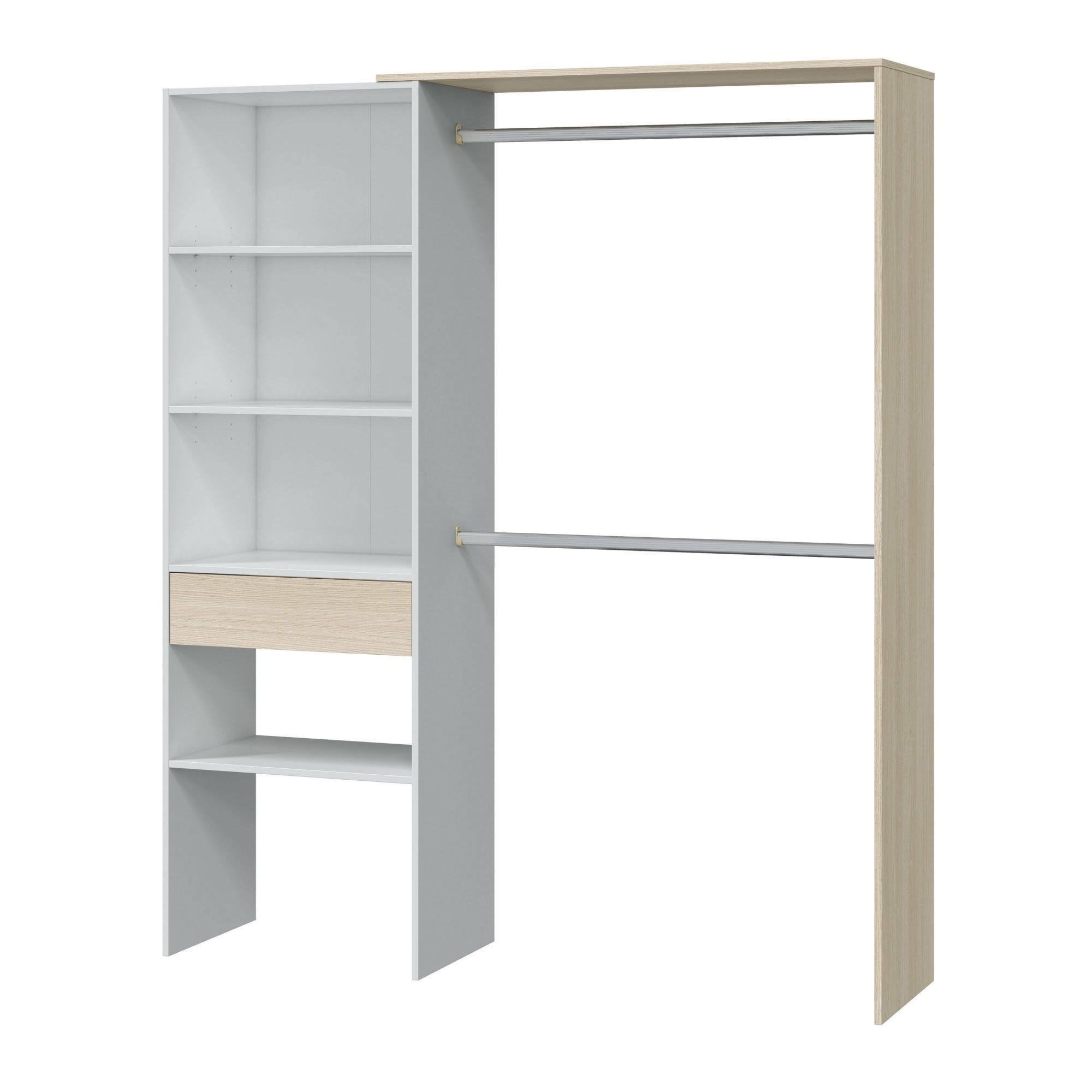 Dmora - Guardaroba grande Miramar, Struttura per cabina armadio, Armadio aperto senza ante, 158x40h187 cm, Bianco e Rovere