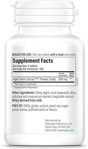 Miniatura 3 de Cápsulas con extractos de ajo añejado Kyolic, fórmula 100 original cardiovascular, 100-32, Pastillas, 1, 1