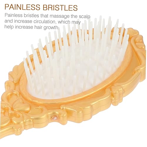 Miniatura 6 de Juego de 5 piezas de espejo de peine de cepillo para el cabello vintage, cerdas sin dolor, cuero cabelludo, soporte de suministros de oficina