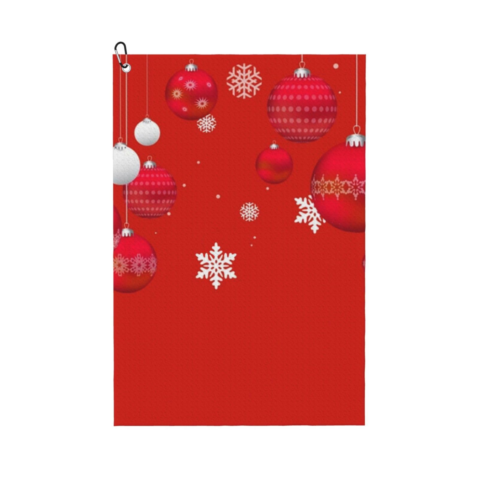 Hnnkloy Christmas Baubles Red White Xmas Balls Snowflakes, 16x24 in Portable Waffle Golf Towels with Carabiner Clip for Golf Bag