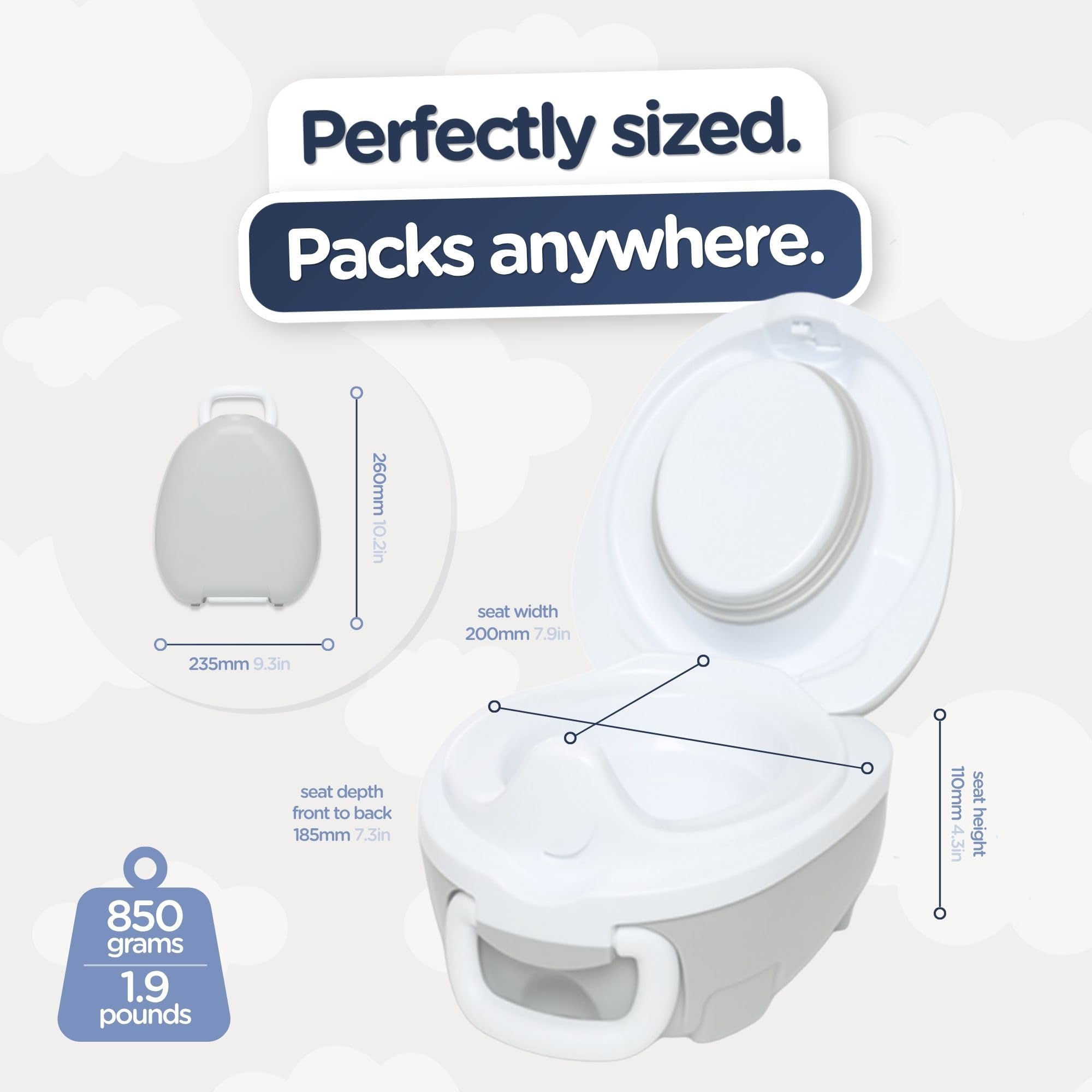 My Carry Potty - Travel Potty, pluripremiato copriwater portatile per bambini, da portare ovunque (Grigrio)