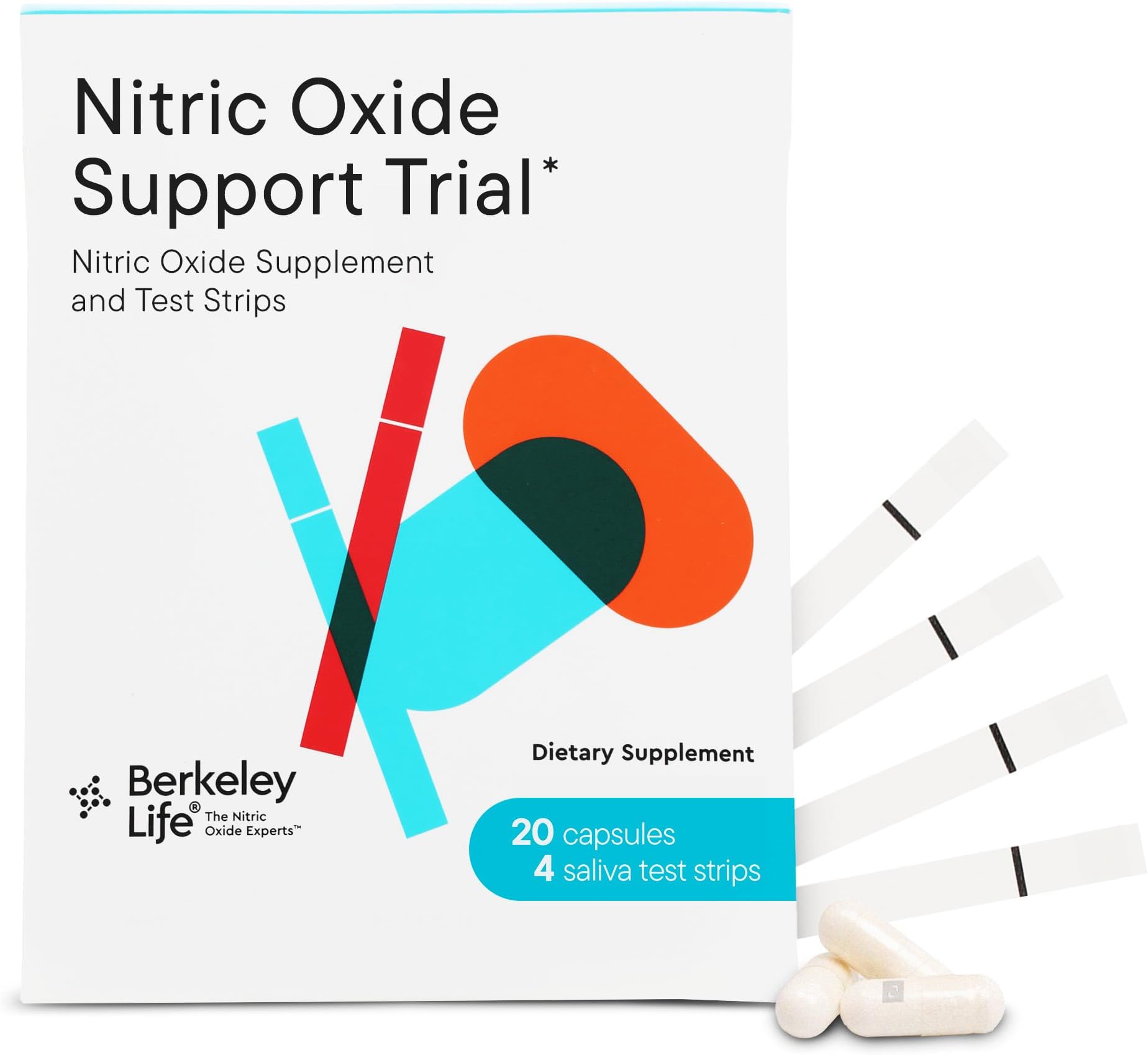 Berkeley Life Professional - Nitric Oxide Booster & Test Strips - 20 Day Capsules and 4 Test Strips - Trial Pack