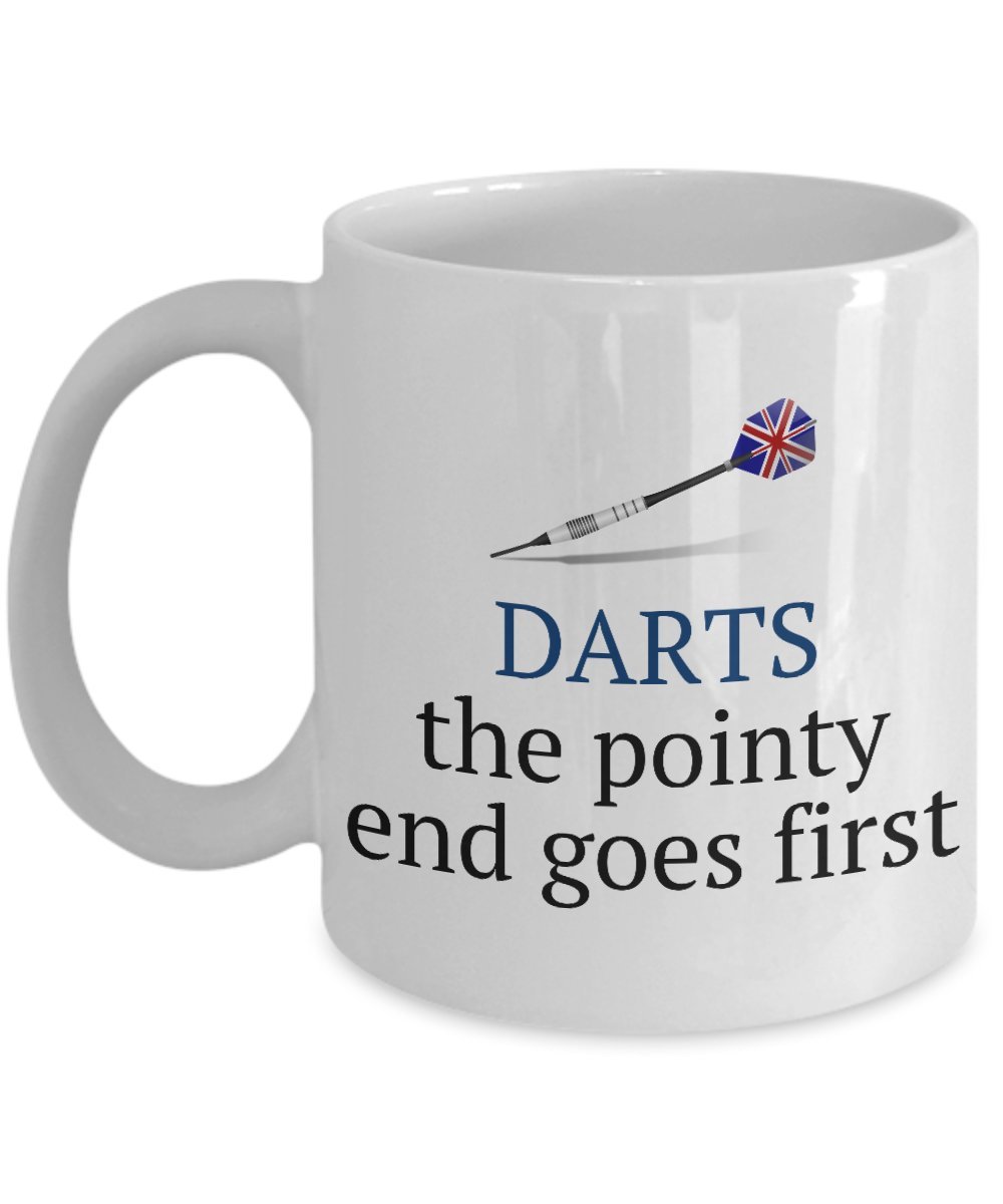 Funny Darts Gift - Darts Player Mug - Pub Game Present - The Pointy End Goes First