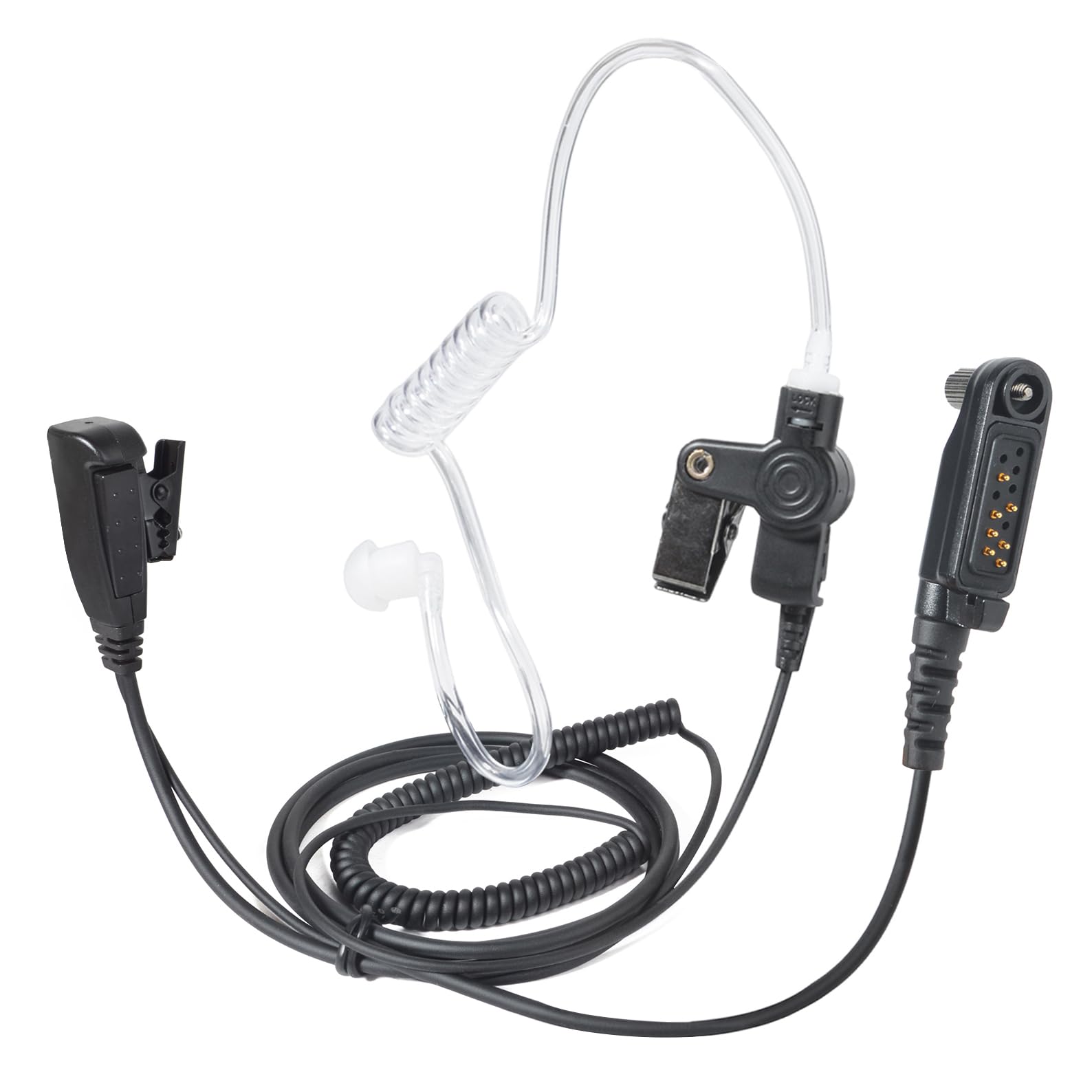 HYS auricolare radio compatibile con i walkie-talkie Hytera HYT PD600 PD602 PD605 PD662 PD665 PD680 PD682 PD685 X1e X1p, cuffia con tubo acustico, microfono e pulsante PTT (H6)