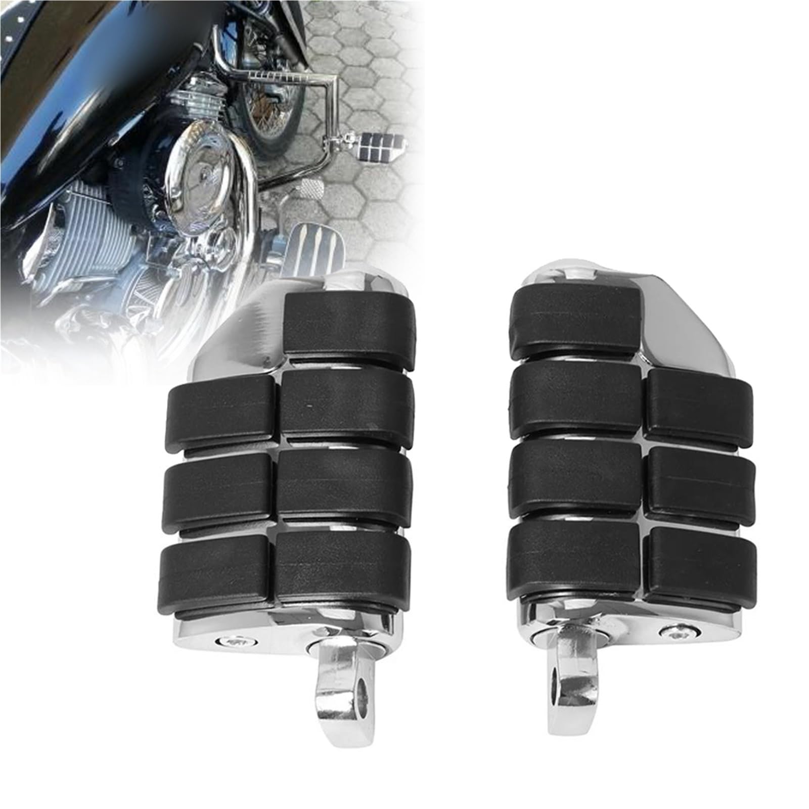 Repose-pieds mâles moto Victory métal caoutchouc noir accessoire custom